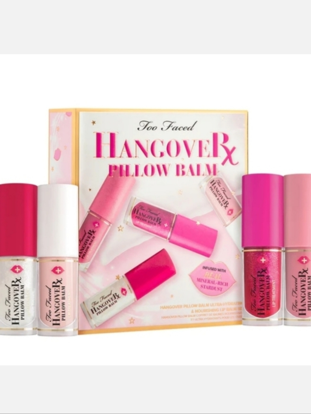 NIB Too Faced HangoveRX Pillow Lip Balm Set 4 Pc